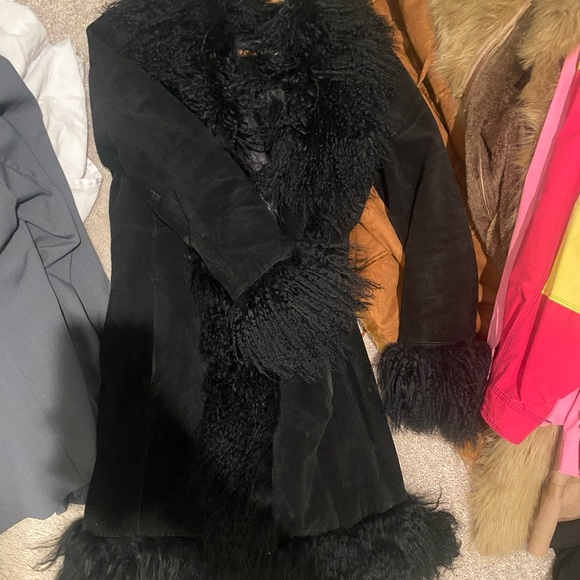 Black Authentic Mongolian Fur jacket - Picture 3 of 3